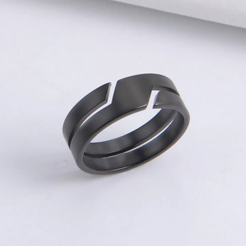 DAIIIBABYYY  -  Stainless Steel Ring for Men Women Black Minimalist Casual Finger Rings  Couple Jewelry Wedding Gift for Lover